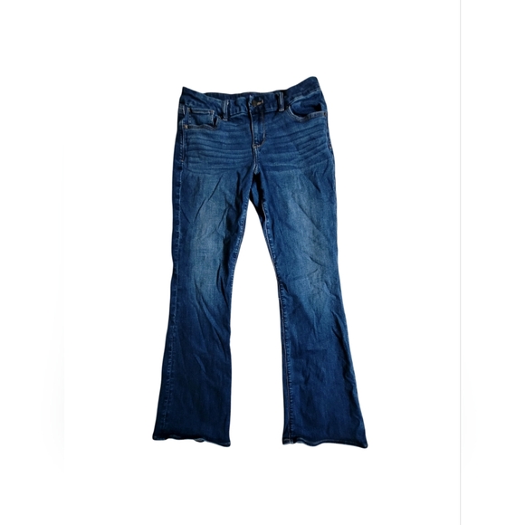 American Eagle Jeans Womens 10 Blue Kick Boot Stretch Mid Rise Dark Curvy Denim - Picture 1 of 8